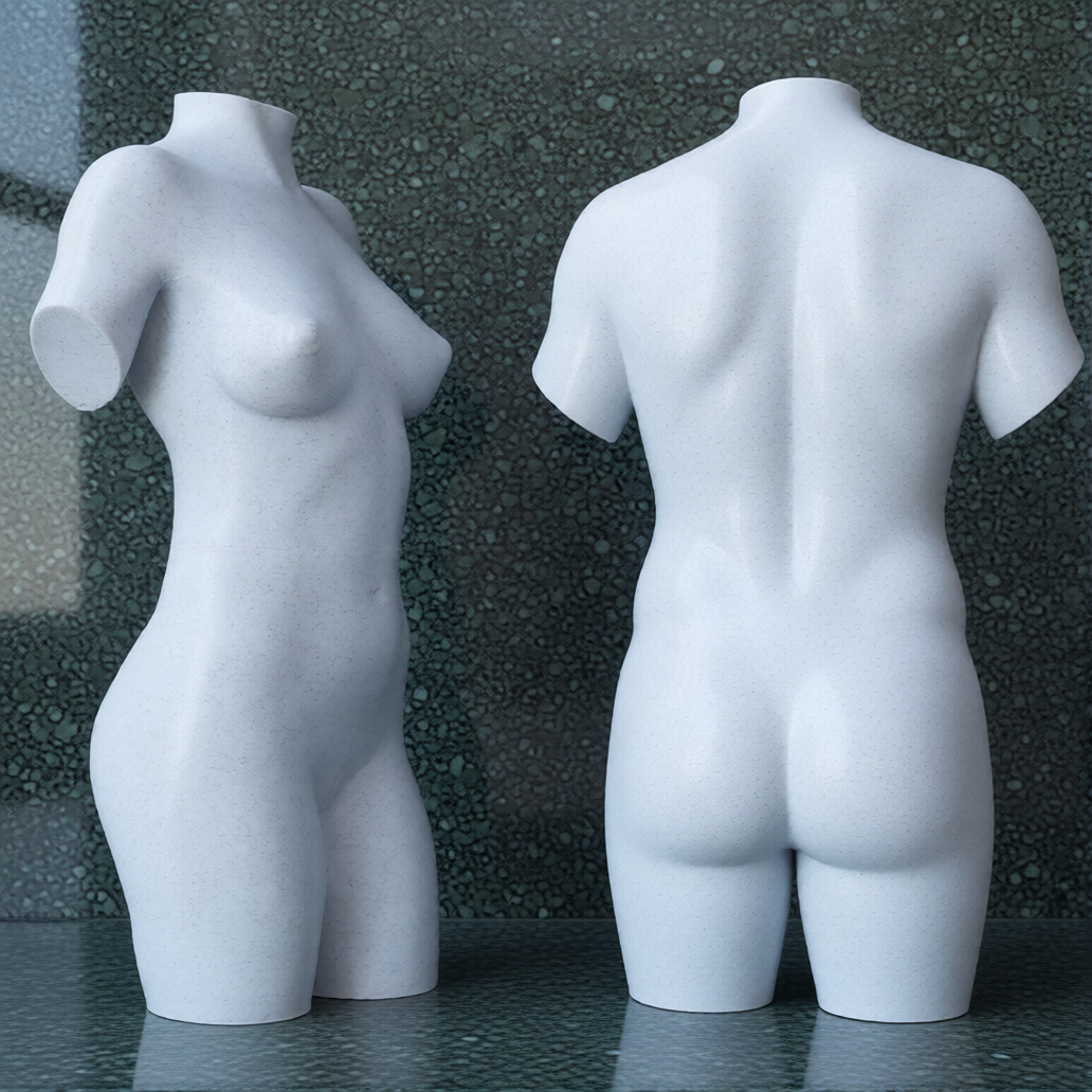 Moderner, cleaner 3D Torso in Gneis-Stein-Optik - 3D-Manufaktur Erfurt